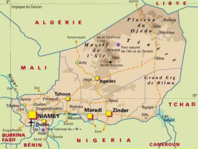physikalisch karte von niger